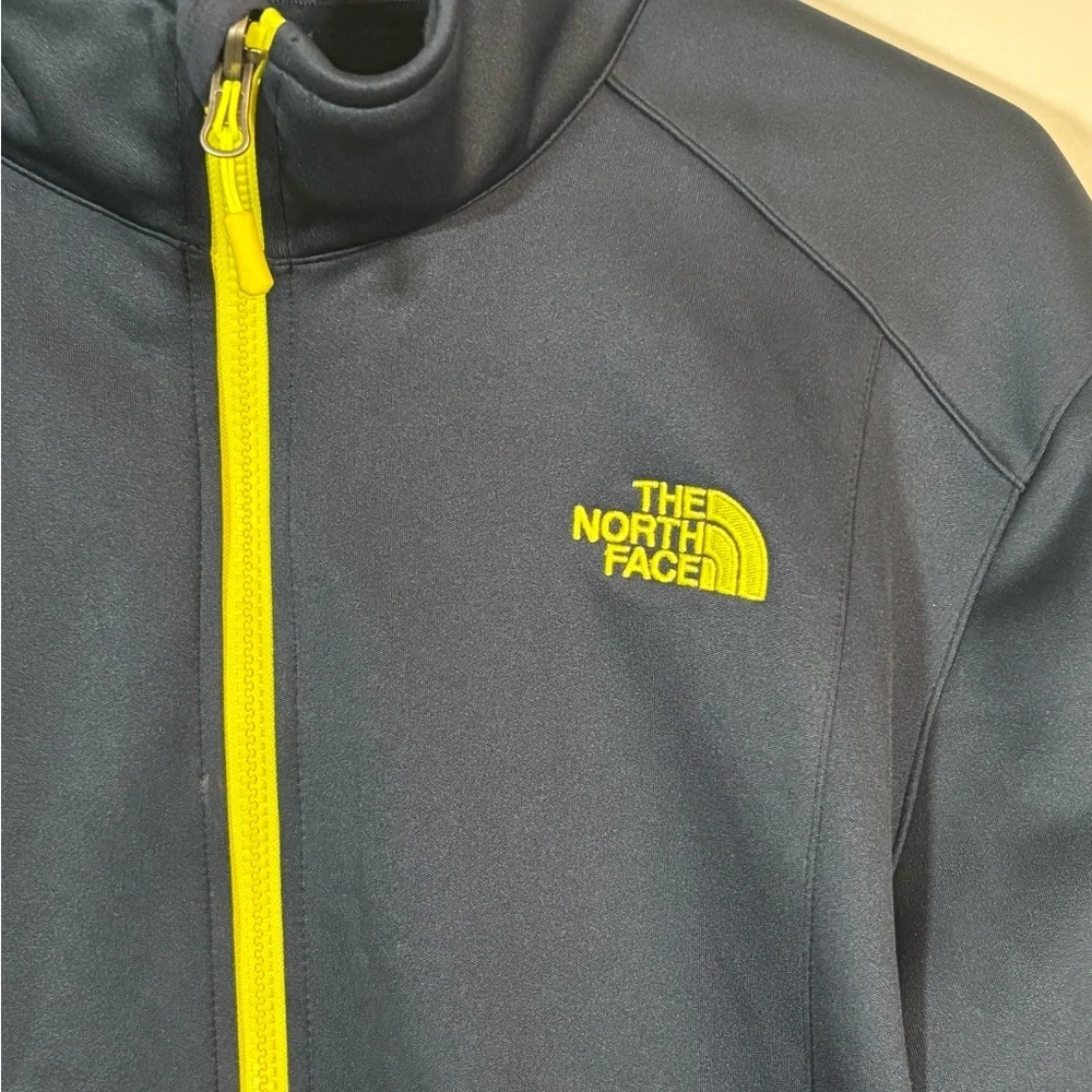 The North Face Men's Navy Jacket with Yellow Zipper